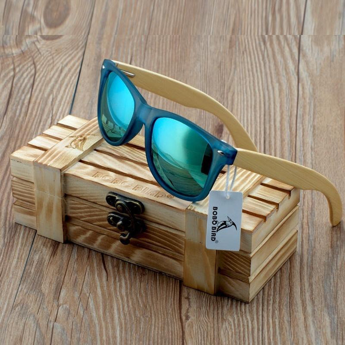 BOBO Bird houten zonnebril met gepolariseerde lenzen en transparant plastic frame 