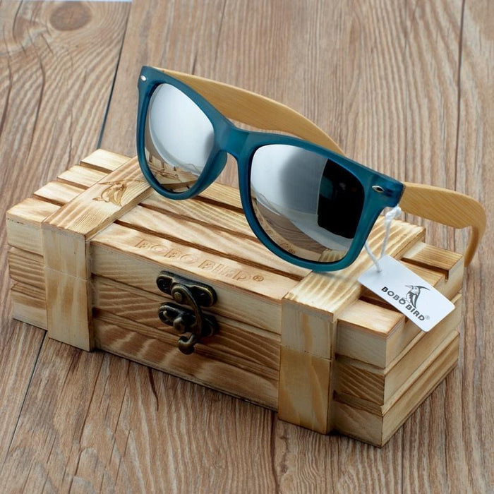 BOBO Bird Wooden Sunglasses with Polarized Lenses and Transparent Plastic Frames