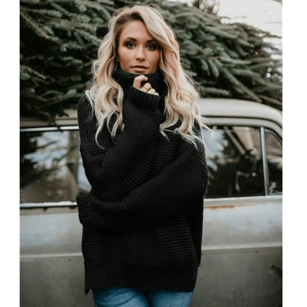 Knit Turtleneck Pullover Sweater
