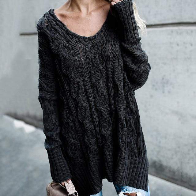 Black Oversized Knit Sweater