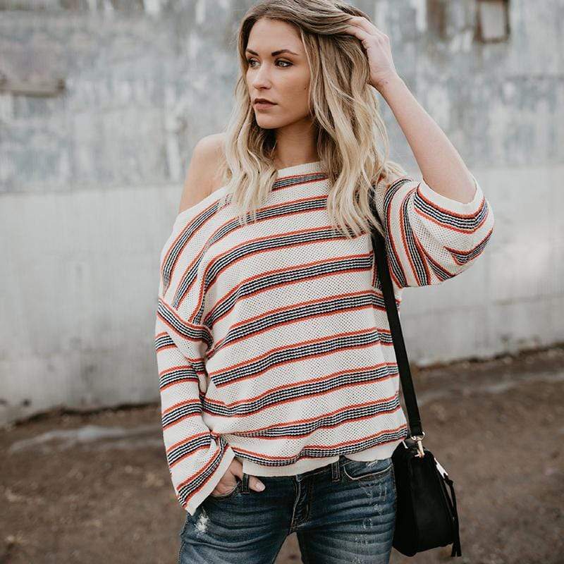 Striped Knit Pullover Sweater