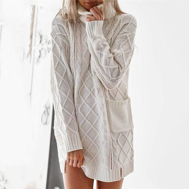 White Loose Sweater with Pockets