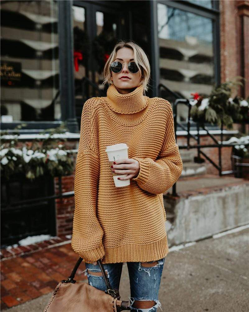Knit Turtleneck Pullover Sweater