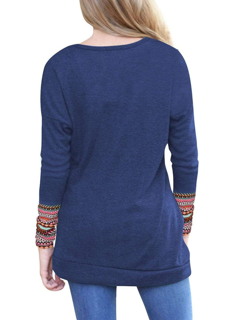 Casual patchwork-top met lange mouwen 