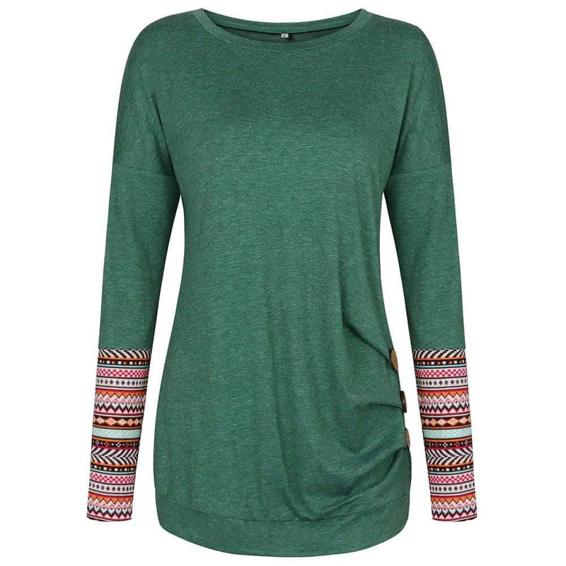 Casual patchwork-top met lange mouwen 