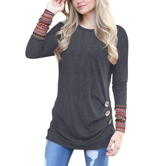 Casual Long Sleeve Patchwork Top