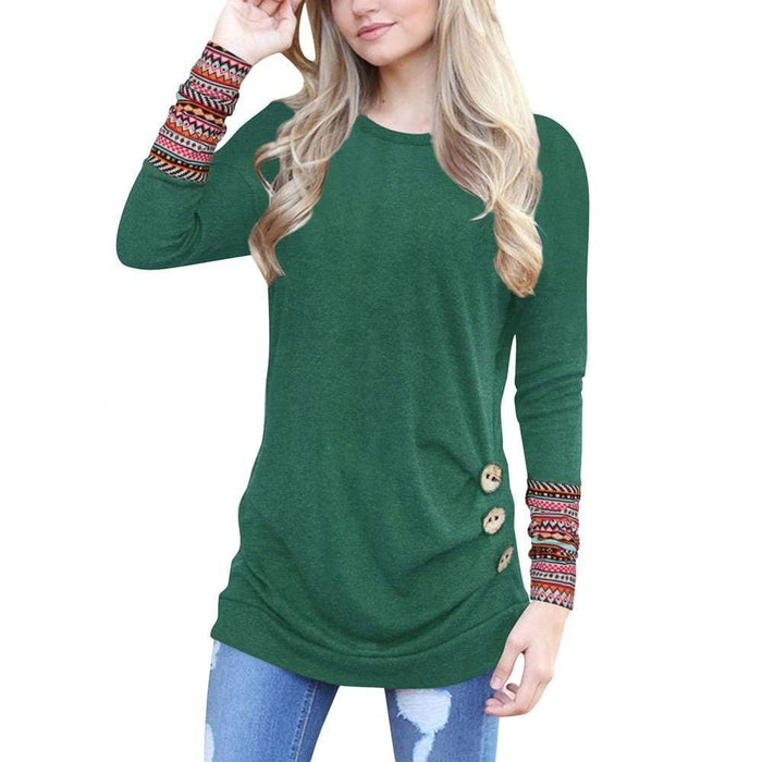 Casual Long Sleeve Patchwork Top