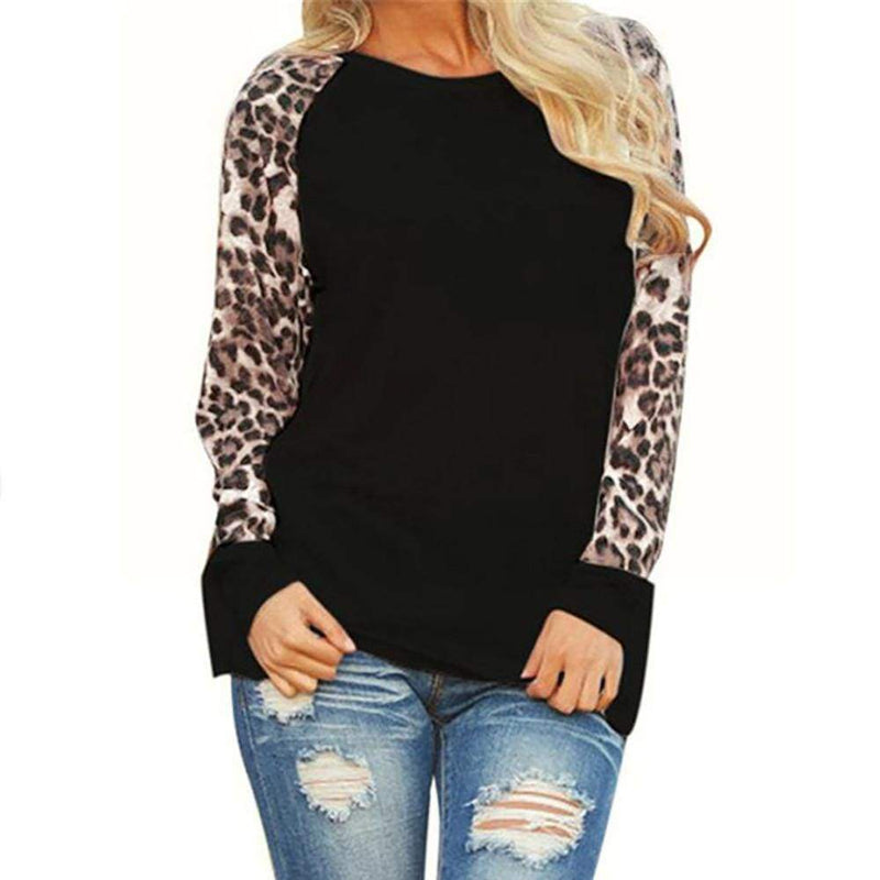 Leopard Sleeves Casual Top