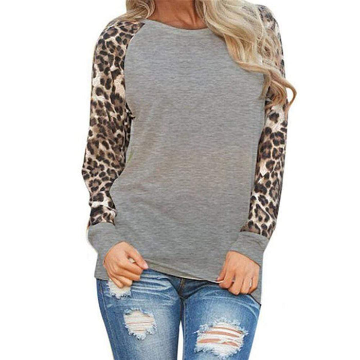 Leopard Sleeves Casual Top