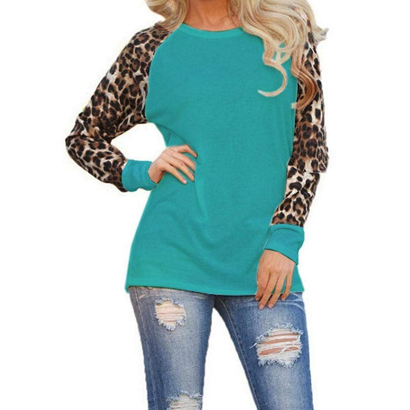 Leopard Sleeves Casual Top