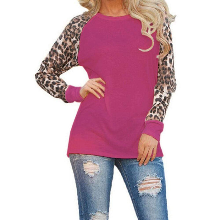 Leopard Sleeves Casual Top