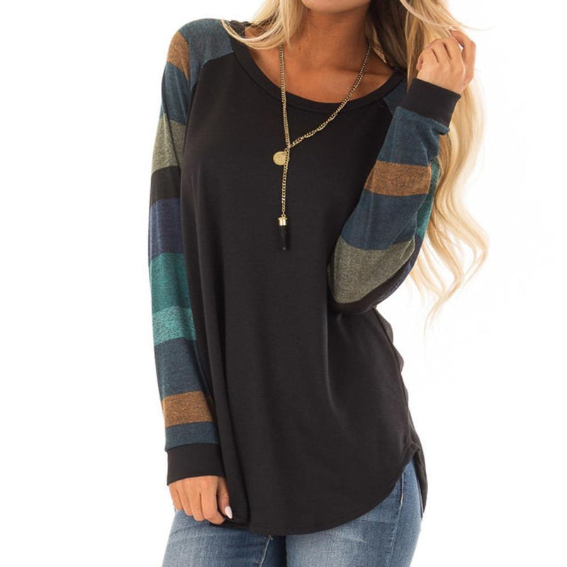 Black Long Sleeve Patchwork Top