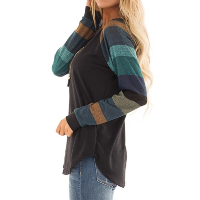 Black Long Sleeve Patchwork Top