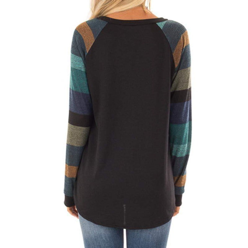 Black Long Sleeve Patchwork Top