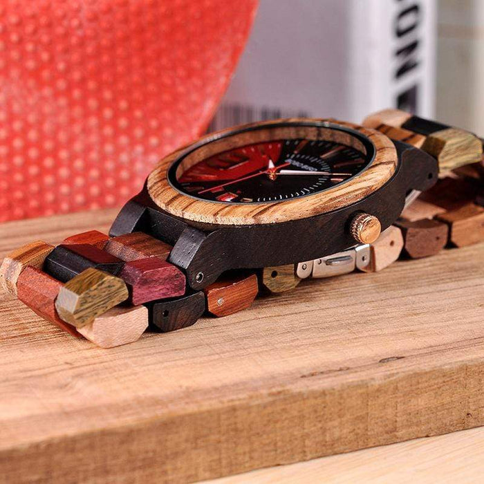 BOBO BIRD Kleurrijke houten horlogedatumweergave 