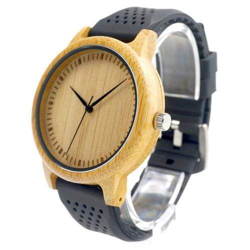 BOBO BIRD natuurlijke bamboe houten horloge siliconen band 