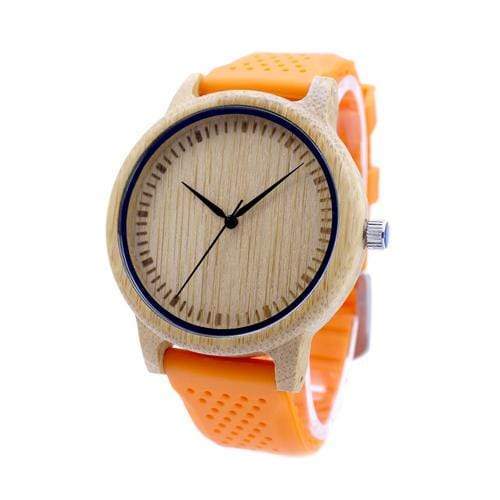 BOBO BIRD natuurlijke bamboe houten horloge siliconen band 