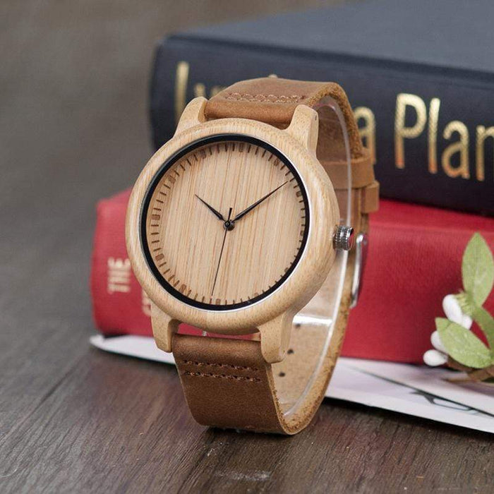 BOBO BIRD Bamboo Wooden Watch with Leather Band