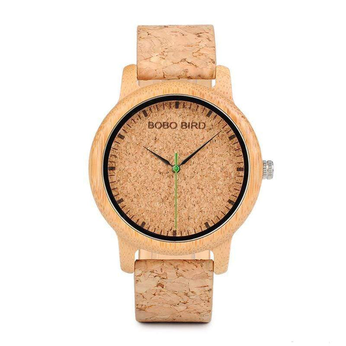 BOBO BIRD Reloj de madera con correa de corcho de bambú 