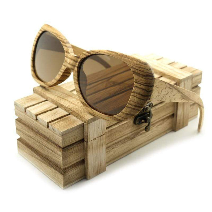 BOBO BIRD Pilot Style houten zonnebril - gepolariseerde lenzen 