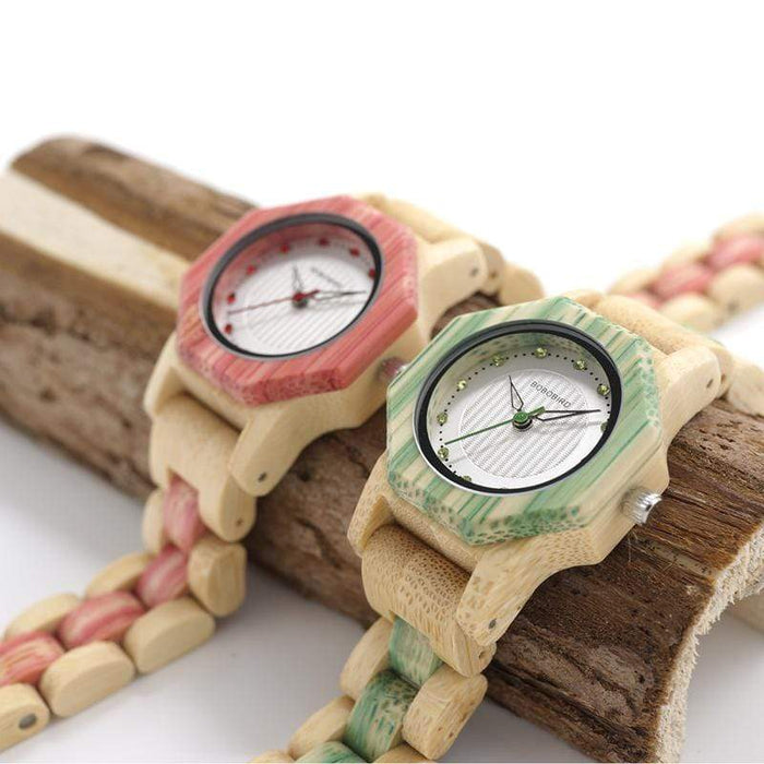 BOBO BIRD Reloj de madera colorido de bambú 