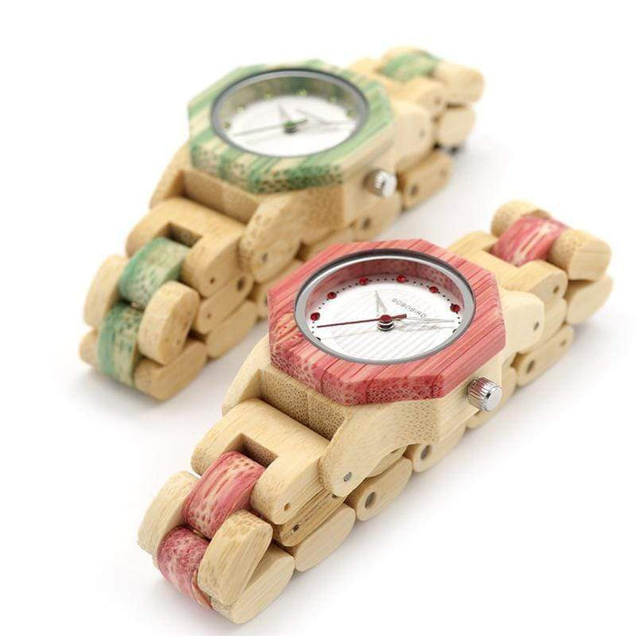 BOBO BIRD Reloj de madera colorido de bambú 