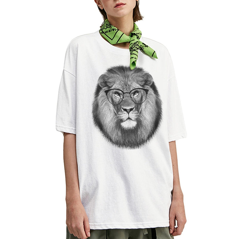 Round Glasses Lion Oversized T-shirt
