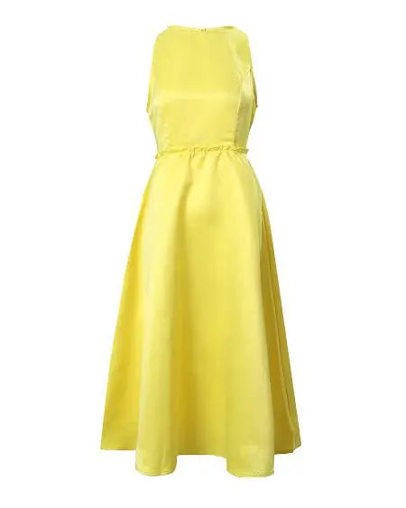 Sleeveless Dress with Round Neck and Flare Design