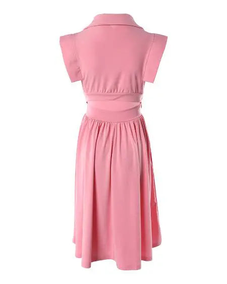 Pleated Dress with Flutter Sleeves