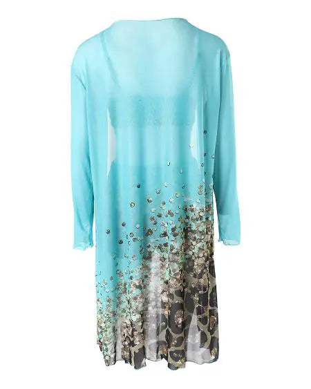 3-Piece Bikini Set: Contrast Leopard Print Drawstring Detail & Cover Up