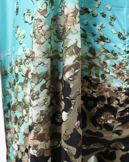 3-Piece Bikini Set: Contrast Leopard Print Drawstring Detail & Cover Up
