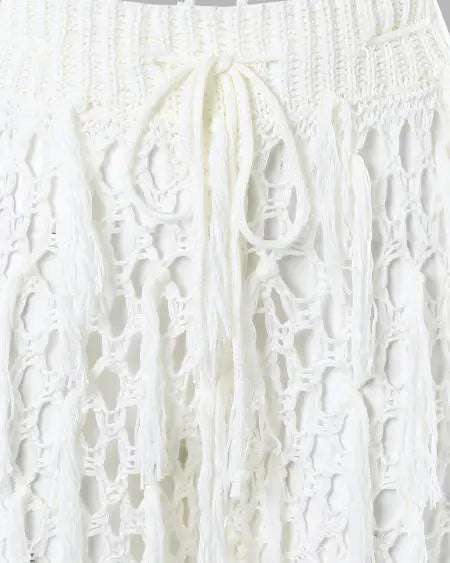 Crop Top & Shorts Set with Crochet & Tassels