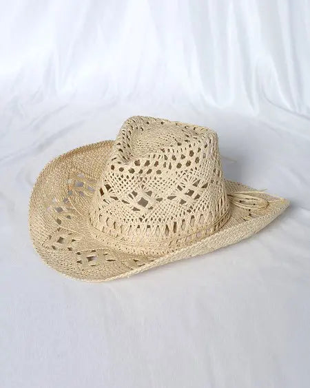 Straw Cowboy Hat with Hollow-Out Design