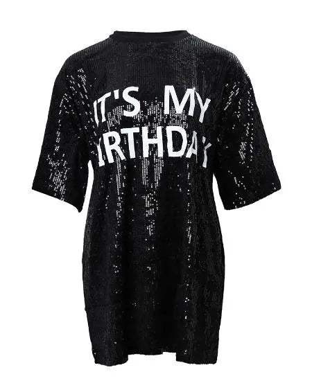 Sequin Dress with Letter Design