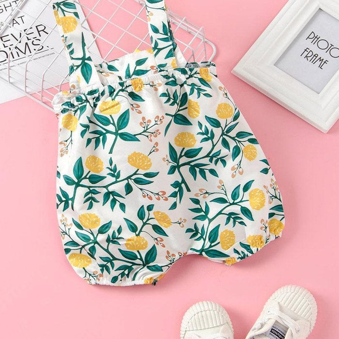 Sling bloemenprint jumpsuit voor babymeisje 