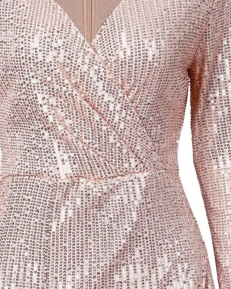 V-Neck Sequin Dress with Ruched Detail