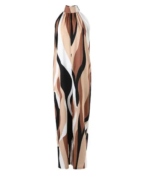 Sleeveless Wide Leg Jumpsuit with Camouflage Print