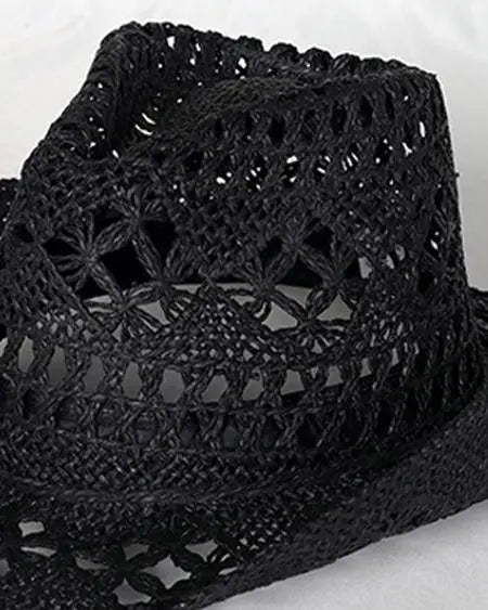 Straw Cowboy Hat with Hollow-Out Design