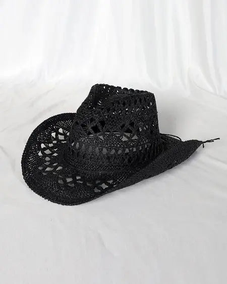 Sombrero de vaquero de paja con diseño hueco 