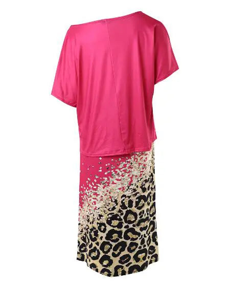 Plus-size top met Faith-letters en luipaardrok 