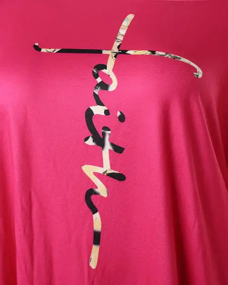 Plus-size top met Faith-letters en luipaardrok 