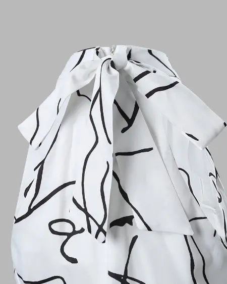 Wide Leg Jumpsuit with Abstract Figure Print