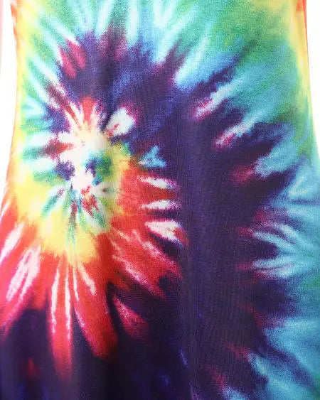 V-Neck Maxi Dress with Tie Dye Print & Spaghetti Straps