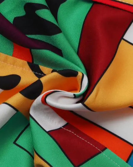 Plus Size Long Sleeve Blazer with Geometric Print & Shawl Collar