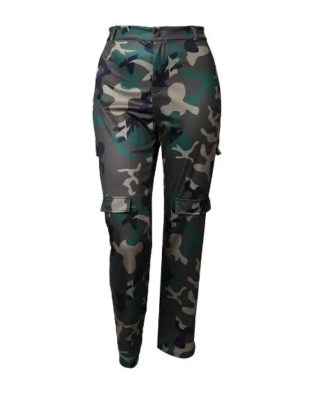 Plus Size Camouflage Cargo Pants with Pockets