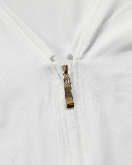 V-Neck Bodysuit with Front Zipper