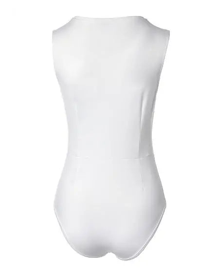 V-Neck Bodysuit with Front Zipper