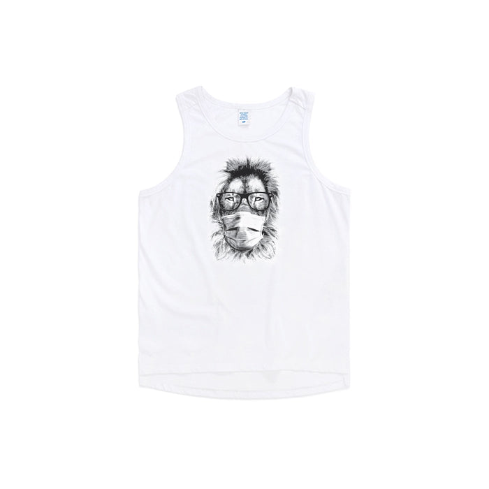 Camiseta sin mangas extragrande con diseño de león de Masked Fashion