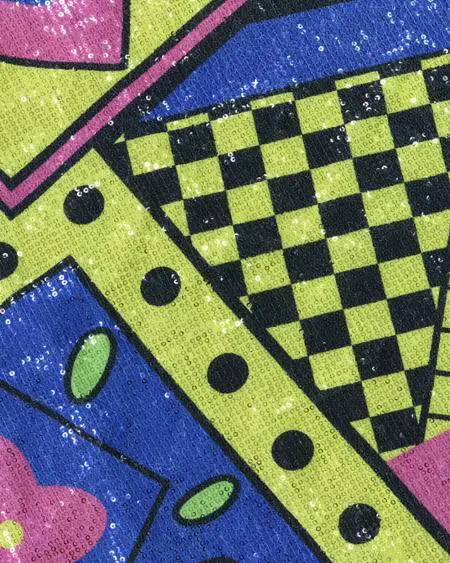 Casual jurk met pailletten en grafisch ontwerp 