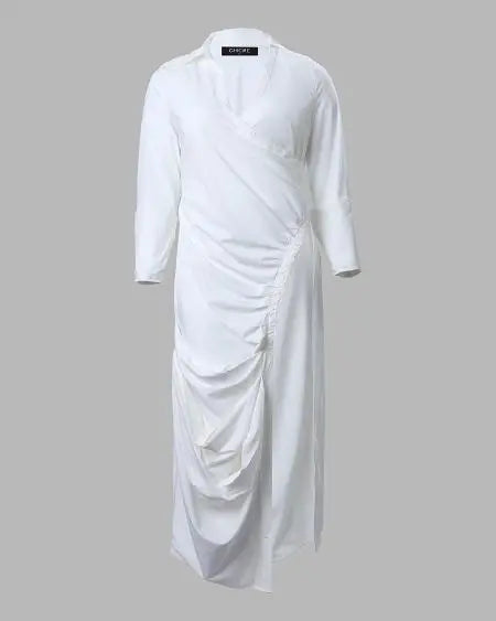 Plus Size Longline Top with Ruching & High Slit